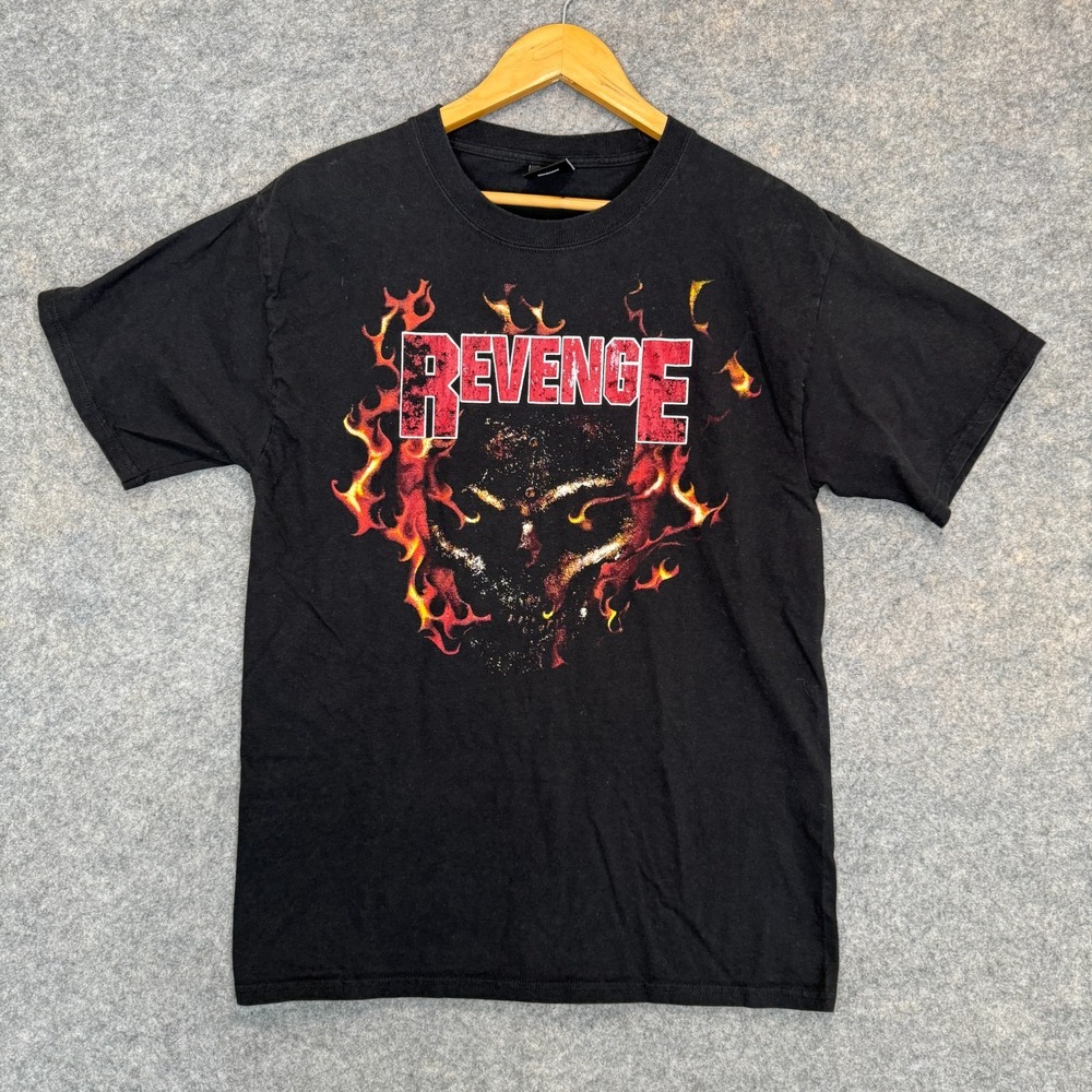 REVENGE Pantera Flaming‎ Skull Graphic Shirt Adult Medium Heavy Metal Music Tee
